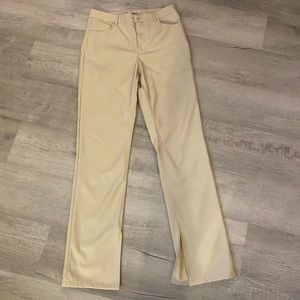 ZARA tan/cream leather pants. Split hem on bottom. Never worn!